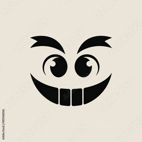 Cartoon Face with Wide Eyes and Grinning Mouth illustration