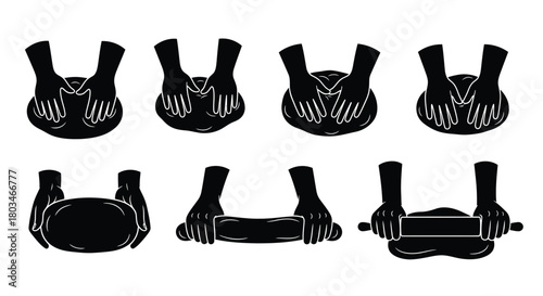 Kneading dough hands baking process vector illustration isolated