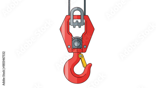 A red crane hook with a gray Ubolt attachment on a white background