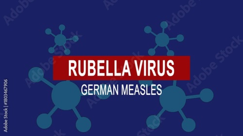 Rubella virus german measles. Medical news alert headline virus animation background. Health concept.