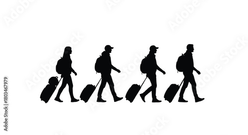 Silhouette of people with luggage design