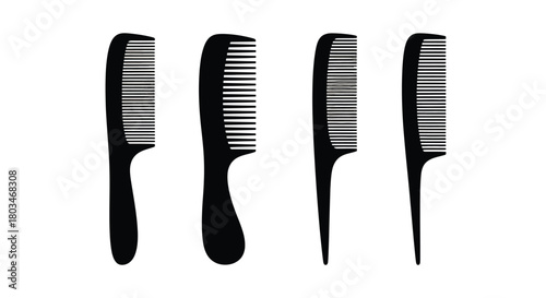 Set of four combs in black and white style