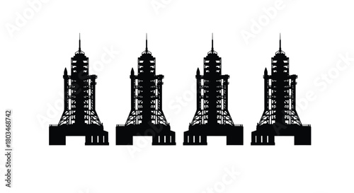 Four space shuttle launch towers