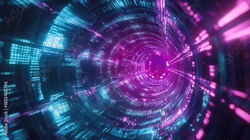Fototapeta Naklejka Na Ścianę i Meble -  Digital tunnel connecting data in a futuristic cyberspace