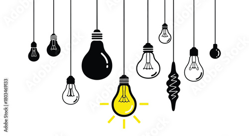 Hanging light bulbs vector illustration idea concept design art