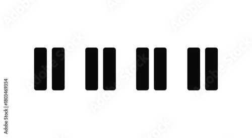 Four pause symbols represent interruption or break