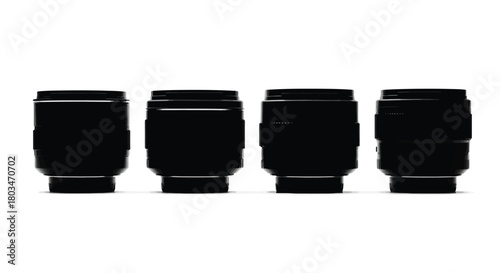 Silhouette of four camera lenses