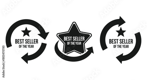 Best seller of the year award badge vector design template icon set