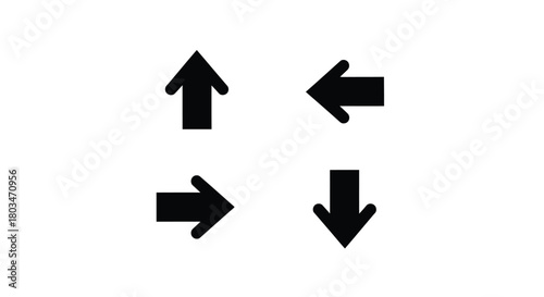 Four black arrows, pointing in different directions