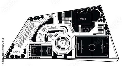Site plan architecture landscape design layout field sports stadium