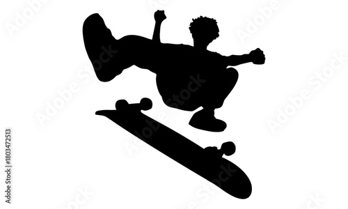 Silhouette Skateboarder jumping high 