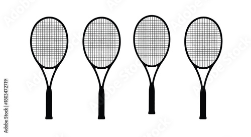 Four tennis rackets for sport equipment concept