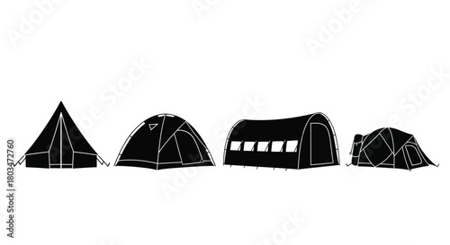 Four tents in different shapes