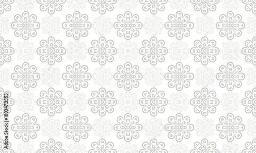 Elegant Line Art Floral Pattern in Light Gray