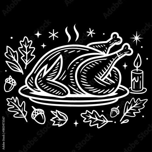 Cooked Roast Turkey Vector Clip art