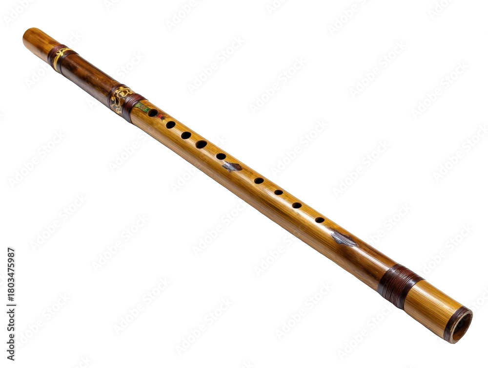 Fototapeta premium Traditional bamboo flute on a white background.