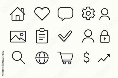 Web and Mobile App Outline Icons Vector
