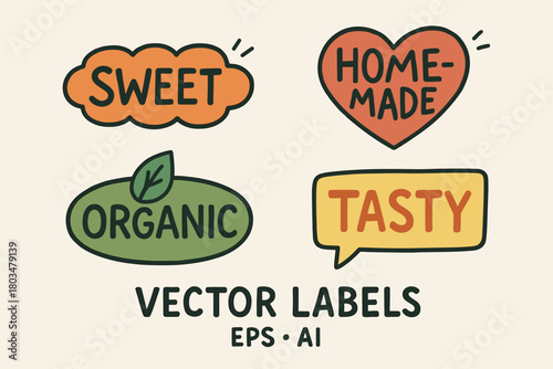 Organic and Homemade Food Labels Vector
