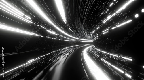 Fototapeta Naklejka Na Ścianę i Meble -  Speeding through abstract digital light data tunnel