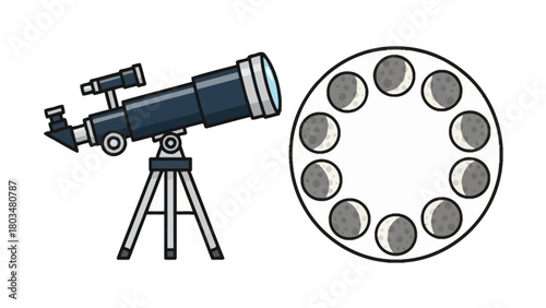 Telescope and phases of the moon
