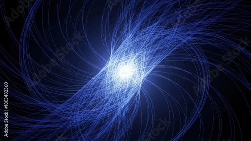 Swirling blue energy vortex with a bright white center