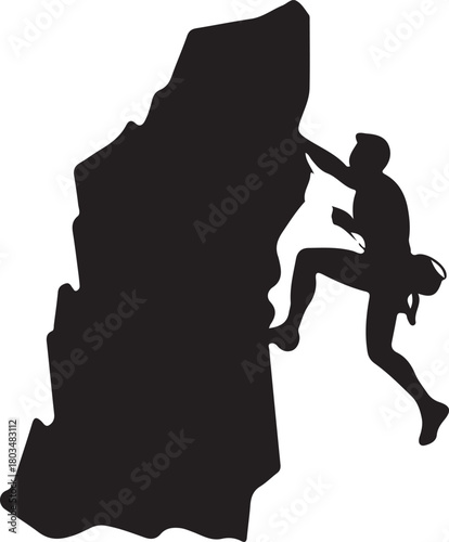 Print Silhouette of a rock climber isolated on