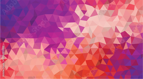 Abstract Low Poly Geometric Background - Vibrant Red, Pink, and Purple Faceted Pattern