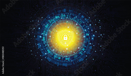 Data protection privacy.Cyber security network.Digital security.security guard. Touch the future.