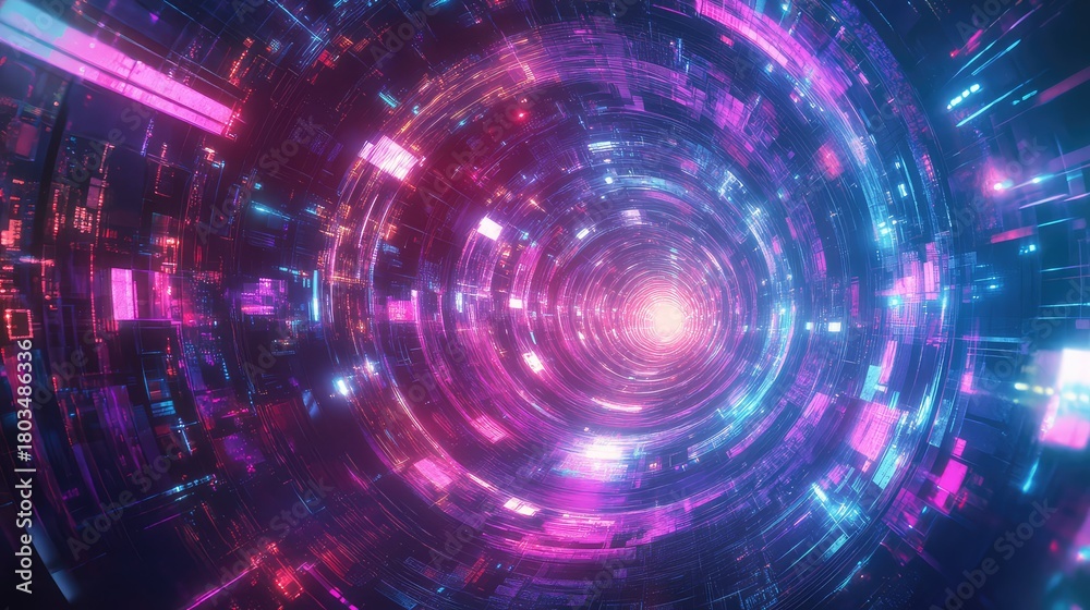 Obraz premium Futuristic vortex tunnel generating abstract digital light data