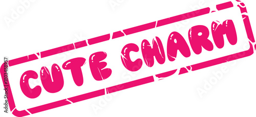 Sweet Charm Stamp Graphic with Bubbly Pink Text for Playful Messages and Fun Branding