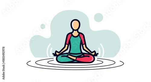 Find Inner Peace Meditating, Achieve Mindfulness and Serenity, Yoga Practice for Mental Wellness, Focus and Balance, Vector Art for Relaxation Content