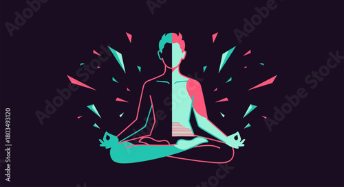 Find Inner Peace with this Meditating Figure, a Modern Symbol of Mindfulness and Wellness, Ideal for Yoga Studios, Mental Health Campaigns, and Serenity Seekers