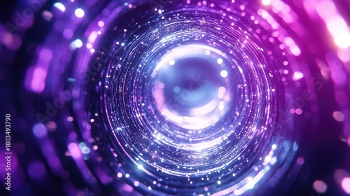 Fototapeta Naklejka Na Ścianę i Meble -  Abstract glowing bokeh vortex tunnel shimmering with light