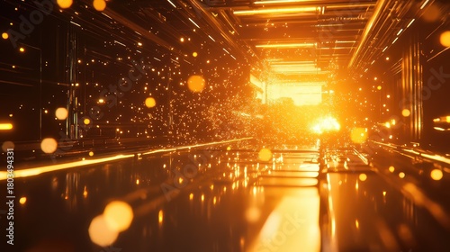 Fototapeta Naklejka Na Ścianę i Meble -  Abstract data flow moving through digital tunnel