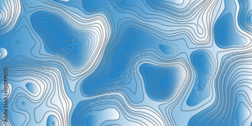 Abstract topographic contour pattern with smooth flowing lines,layered blue and white gradients, organic terrain shapes, modern minimal style, perfect for backgrounds,mapping themes,and graphic design