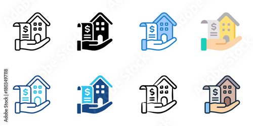 Mortgage loan icon set multiple style collection 
