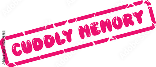 Playful Cuddly Memory Pink Bubble Gum Text Stamp for Nostalgic and Cherished Remembrances