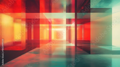 Fototapeta Naklejka Na Ścianę i Meble -  Abstract geometric corridor creating future tunnel illusion