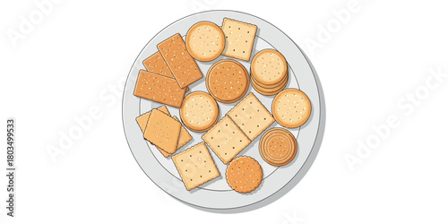A Variety of Round and Square Biscuits Served on a Plate