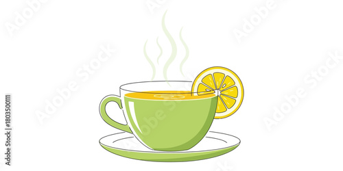 Steaming Green Tea with Lemon A Refreshing Beverage for Relaxation and Well-being | Drink