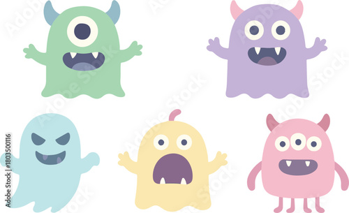 Cute monster with flat design style, eps 10 illustration