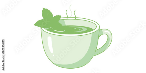 A refreshing and aromatic cup of hot herbal mint tea, a soothing beverage for relaxation and wellness
