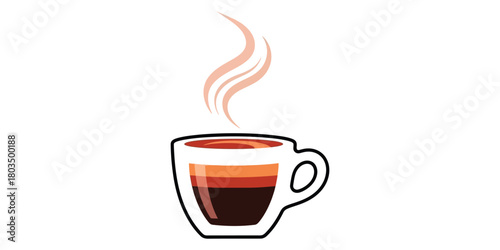 Steaming Espresso Aromatic Coffee in a Transparent Mug with Rich, Layered Brew, Perfect Start