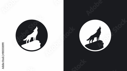 Striking howling wolf emblem, a symbol of strength and freedom, perfect for brand identity designs