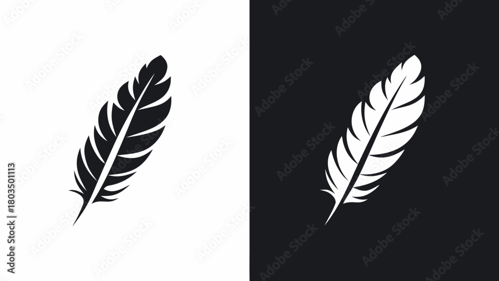 Fototapeta premium Elegant feather quill design for logo or branding, minimalist style with classic appeal, vector origin