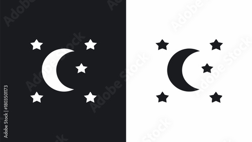 Dreamy celestial nightscape with crescent moon and sparkling stars, perfect for bedtime stories