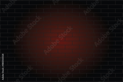 Illuminated texture of the brickwork design. Vector background illustration.