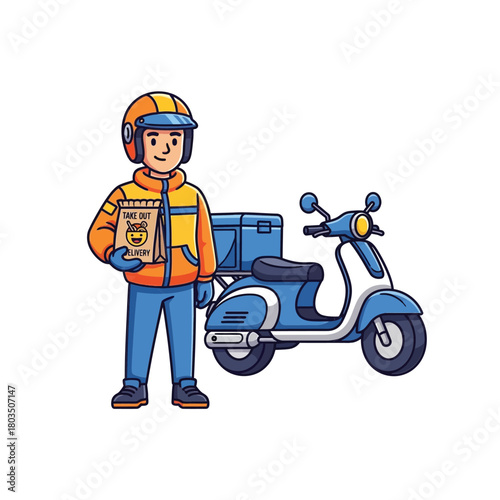 Man with a scooter vector illustration