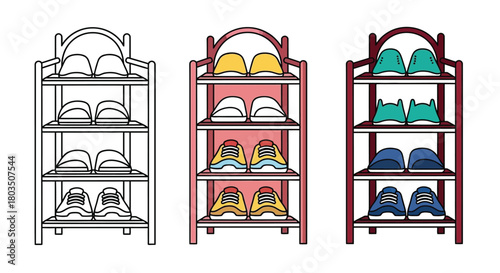 Shoe rack organizer storage footwear illustration vector art