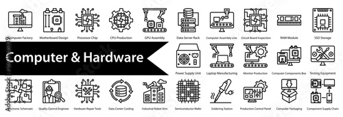 Computer & Hardware icon sheet multiple style collection